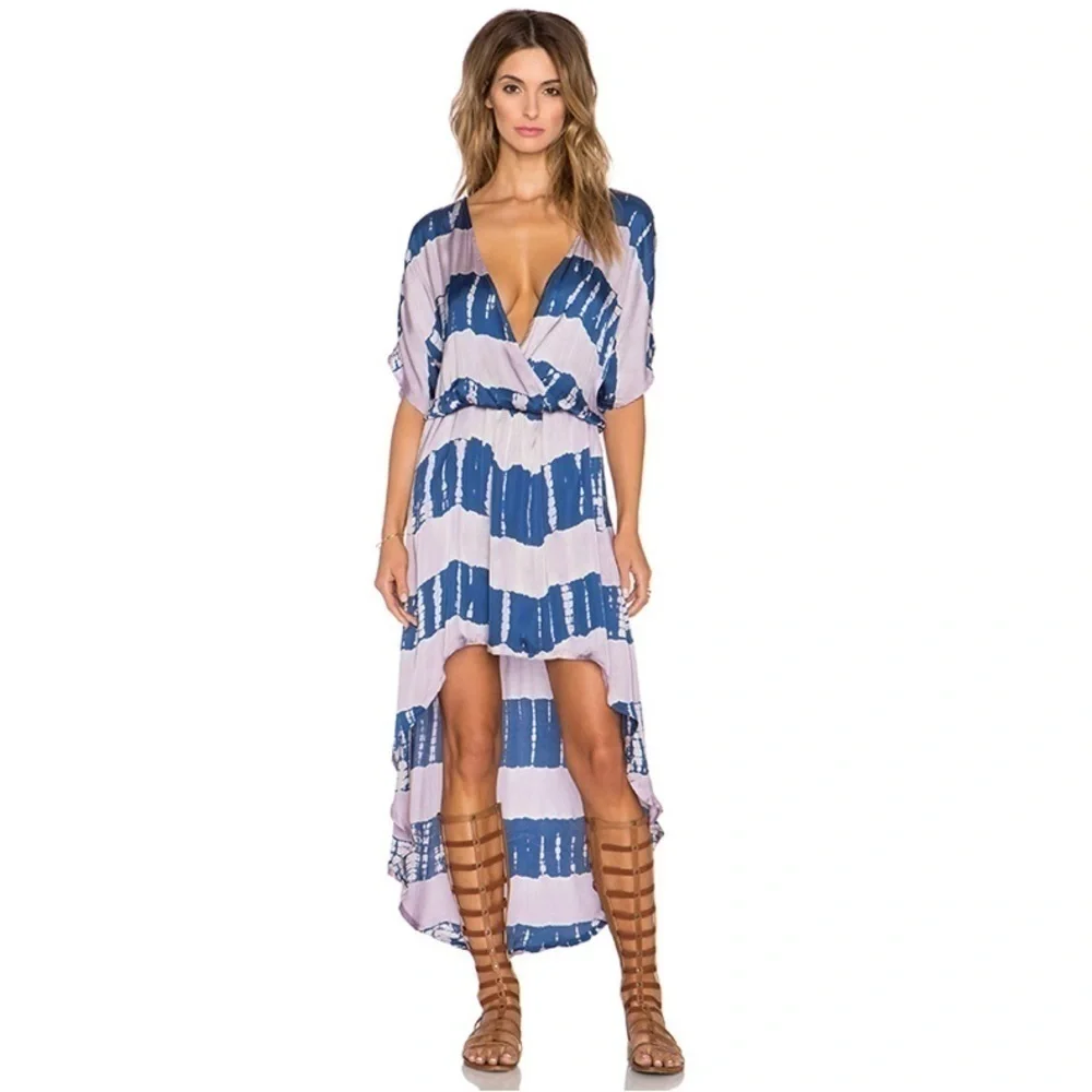 Gypsy 05 Satin Crosss Over Hi-Low Maxi Dress S